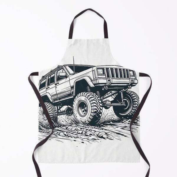 Item preview, Cherokee XJ 4x4 USA offroad Vintage old school vehicle  - line art designed and sold by Off-Road-Zone.
