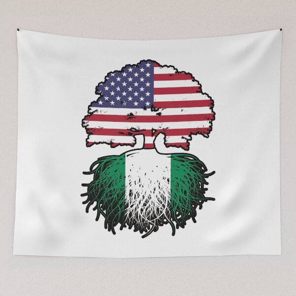 Item preview, Nigeria Nigerian American USA Tree Roots Flag designed and sold by FlagX.