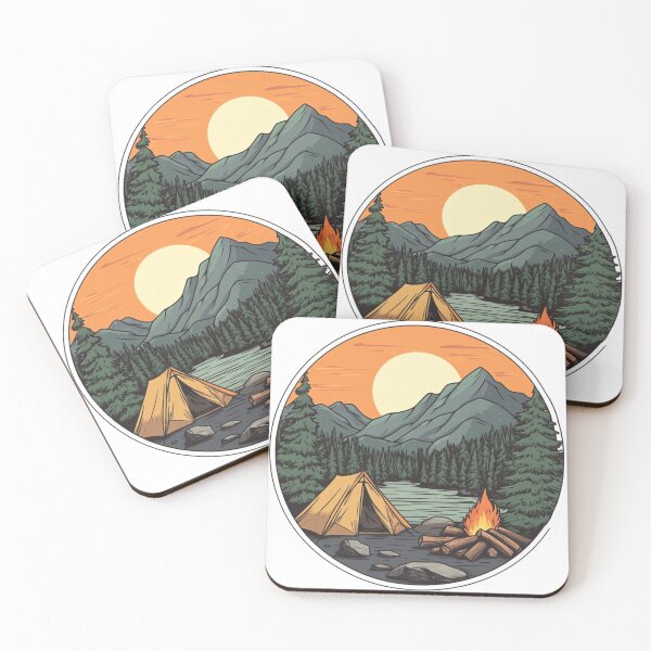 Item preview, Camping Landscape Sticker designed and sold by NicolasGlowArt.