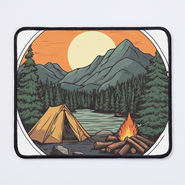 Item preview, Camping Landscape Sticker designed and sold by NicolasGlowArt.