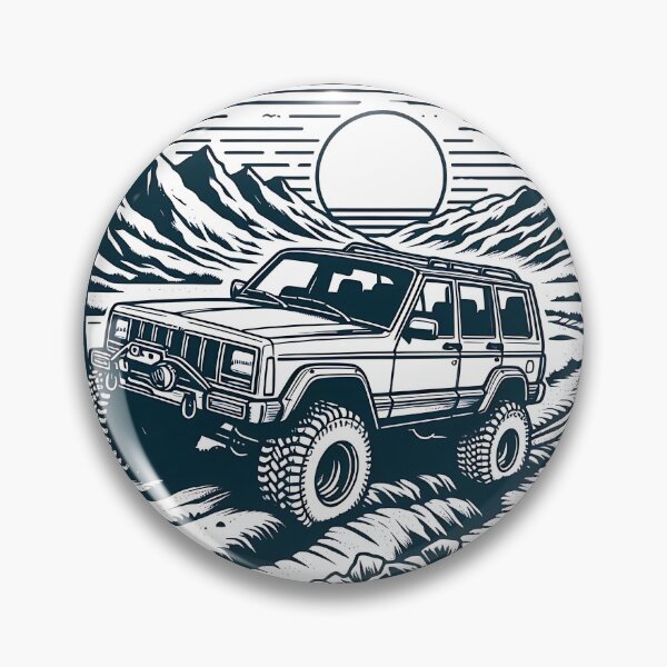 Item preview, Cherokee XJ 4x4 USA offroad Vintage old school vehicle  - line art designed and sold by Off-Road-Zone.