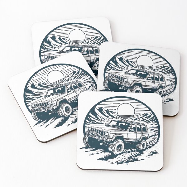 Item preview, Cherokee XJ 4x4 USA offroad Vintage old school vehicle  - line art designed and sold by Off-Road-Zone.