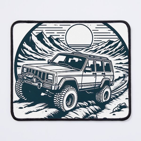 Item preview, Cherokee XJ 4x4 USA offroad Vintage old school vehicle - line art designed and sold by Off-Road-Zone.