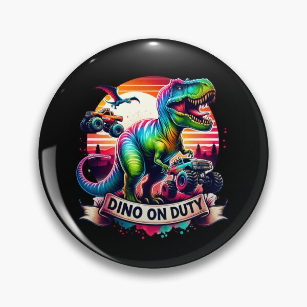 Item preview, Dino on Duty – T-Rex Patrolling Monster Trucks Design for Apparel & Accessories designed and sold by artedigital99.