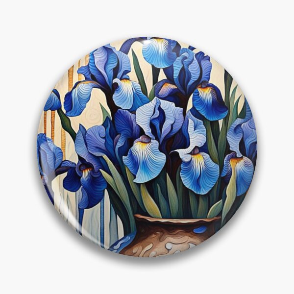 Artikelvorschau, Blaue Schwertlilien in Vase entworfen und verkauft von George Hutton Hunter.