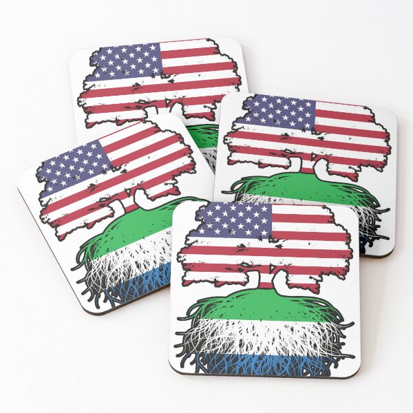 Item preview, Sierra Leone Sierra Leonean American USA Tree Roots Flag designed and sold by FlagX.