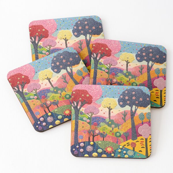 Item preview, Floral Fantasy Landscape in Folk Art Polka Dot Style  designed and sold by Neika Shimm Designs.