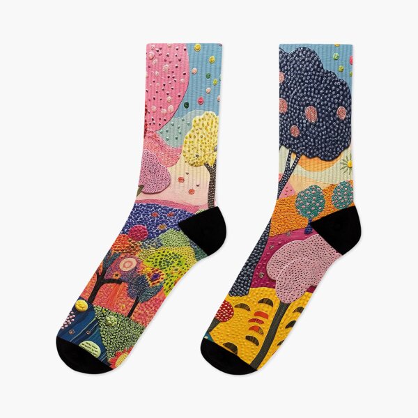 Item preview, Floral Fantasy Landscape in Folk Art Polka Dot Style  designed and sold by Neika Shimm Designs.