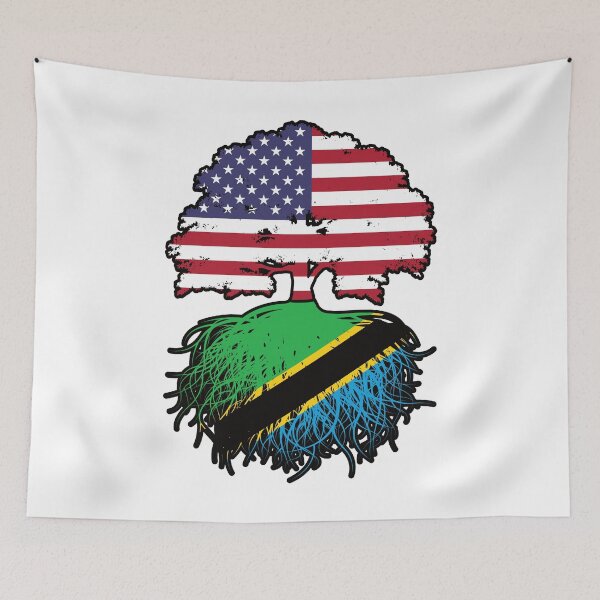 Item preview, Tanzania Tanzanian American USA Tree Roots Flag designed and sold by FlagX.