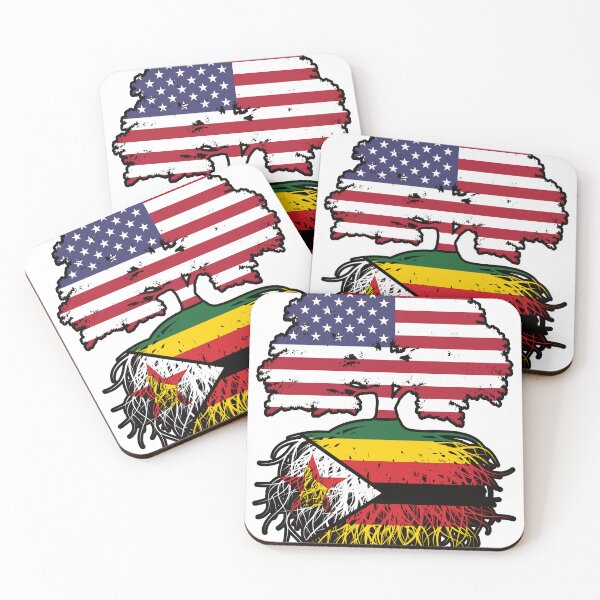 Item preview, Zimbabwe Zimbabwean American USA Tree Roots Flag designed and sold by FlagX.