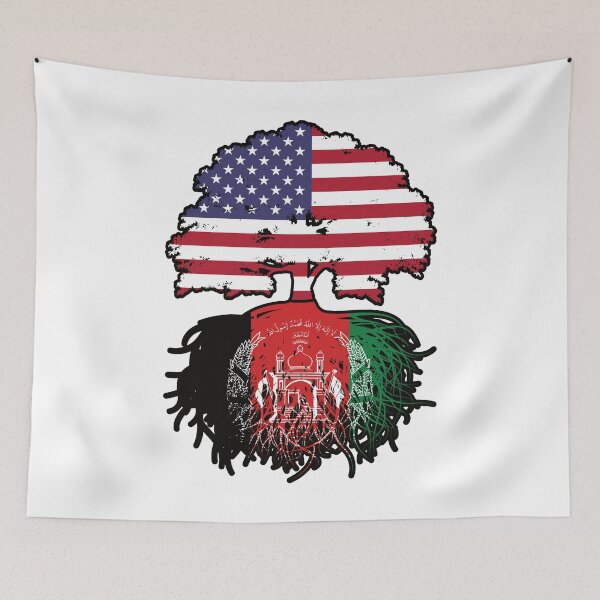 Item preview, Afghanistan Afghan American USA Tree Roots Flag designed and sold by FlagX.