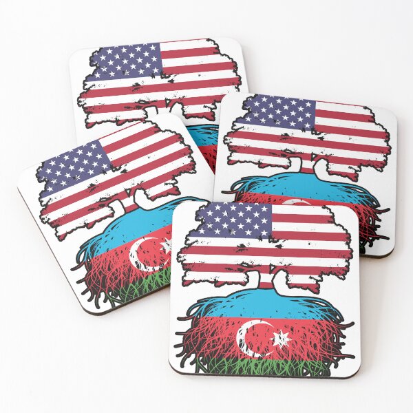 Item preview, Azerbaijan Azerbaijani American USA Tree Roots Flag designed and sold by FlagX.