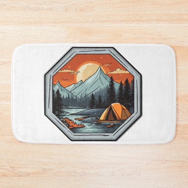 Item preview, Camping Mountains Landscape Sticker designed and sold by NicolasGlowArt.