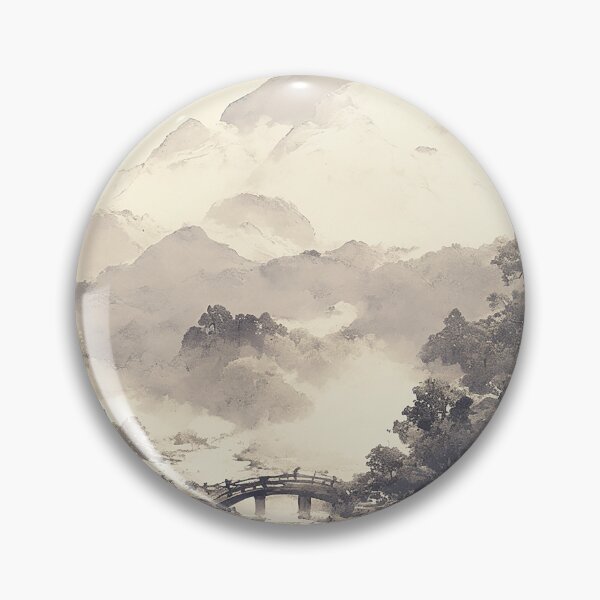 Item preview, Chinese Ink Style Mountain Village with Bridge designed and sold by Christian Weiss.