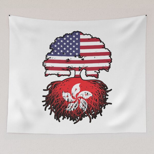 Item preview, Hong Kong Hong Konger American USA Tree Roots Flag designed and sold by FlagX.