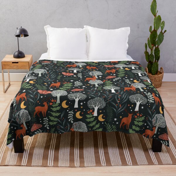 Item preview, Full-Moon forest: Whimsical Woodland Nightscape with Deer and Moths designed and sold by BlueLela.