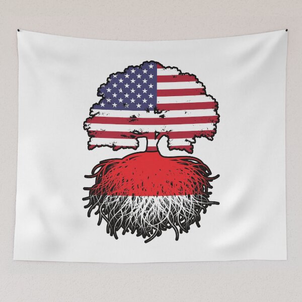Item preview, Indonesia Indonesian American USA Tree Roots Flag designed and sold by FlagX.