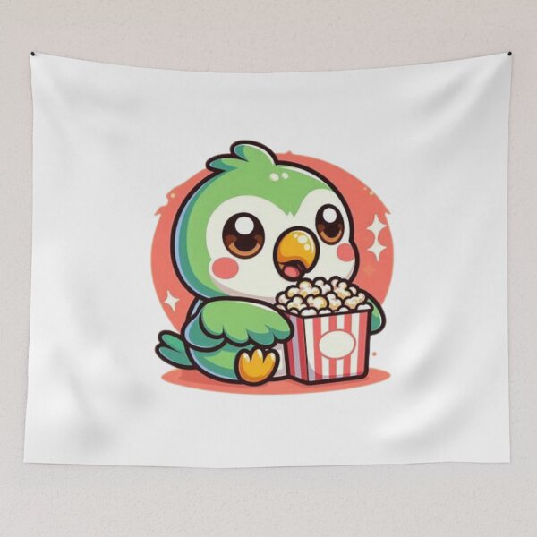 Item preview, parrot eating popcorn designed and sold by Eternalski.