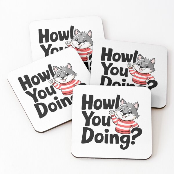 Item preview, Howl You Doing! Cute Waving Wolf Pun designed and sold by PMCreative.