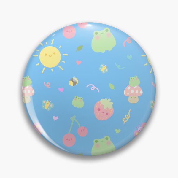 Item preview, Kawaii frog pattern (blue) designed and sold by SnugbugStudios.