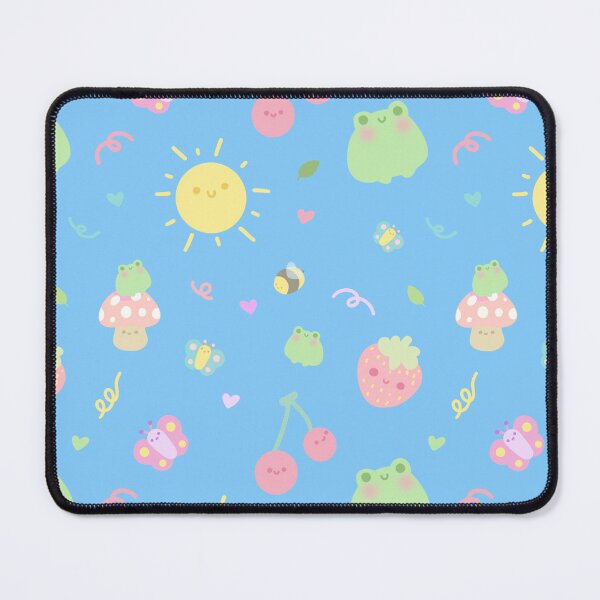Item preview, Kawaii frog pattern (blue) designed and sold by SnugbugStudios.
