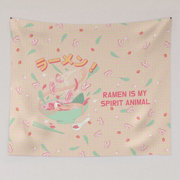 Item preview, Ramen is my spirit animal - Pink Pattern Japanese designed and sold by Circle-Cats.