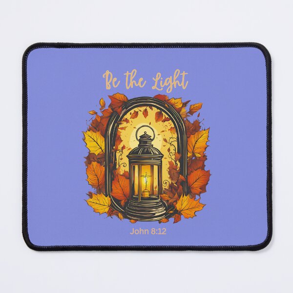 Item preview, Be the Light, Lantern with Fall Leaves, Bible Verse John 8:12 designed and sold by NorthernStarWorkshop.
