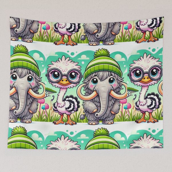 Item preview, Feathered & Furry: Ostrich & Mammoth designed and sold by WildVista.