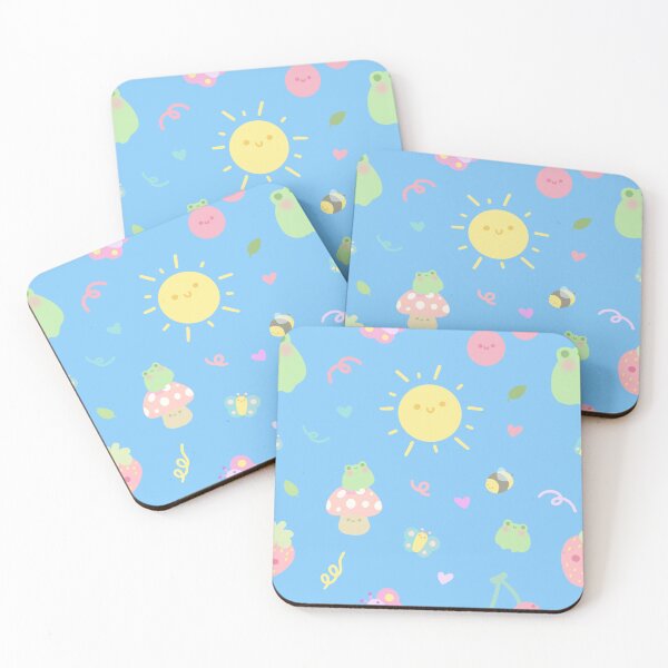 Item preview, Kawaii frog pattern (blue) designed and sold by SnugbugStudios.