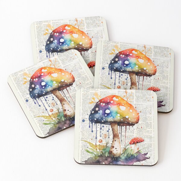 Item preview, Watercolor Rainbow Psychedelic Mushroom | Botanical Toadstool Art designed and sold by NiobesSkein.