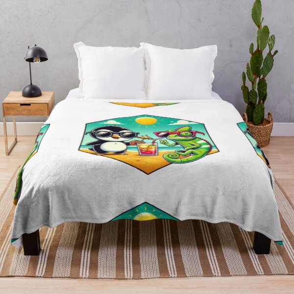 Item preview, Tropical Chill: Penguin and Chameleon designed and sold by WildVista.