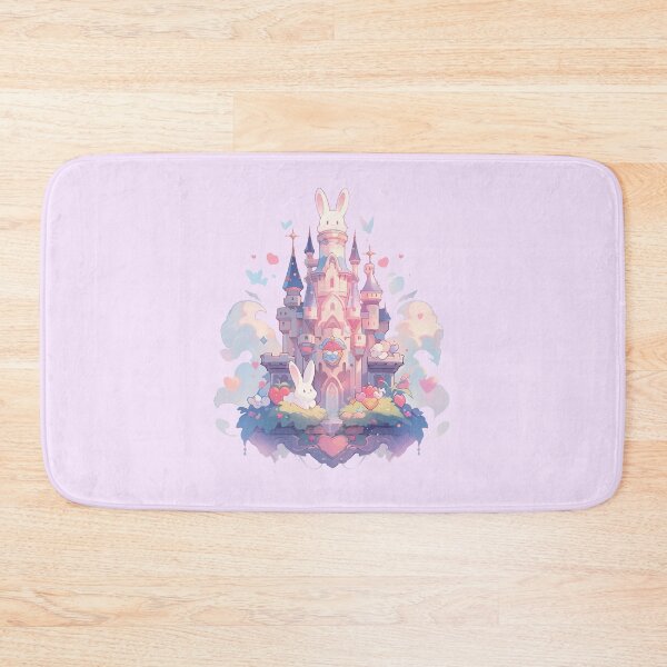 Item preview, Magical dreamy pink castle with the bunny in the clouds designed and sold by WoollenLlama.