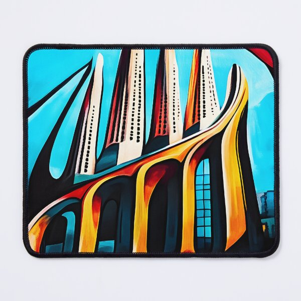 Item preview, Abstract Cityscape of Sagrada Familia Barcelona Spain with Curvilinear Architectural Designs AI Generated designed and sold by OlfactoART Studio.