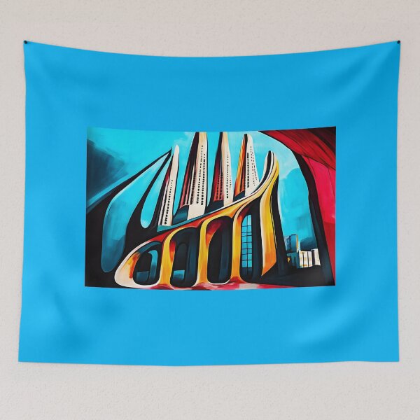 Item preview, Abstract Cityscape of Sagrada Familia Barcelona Spain with Curvilinear Architectural Designs AI Generated designed and sold by OlfactoART Studio.