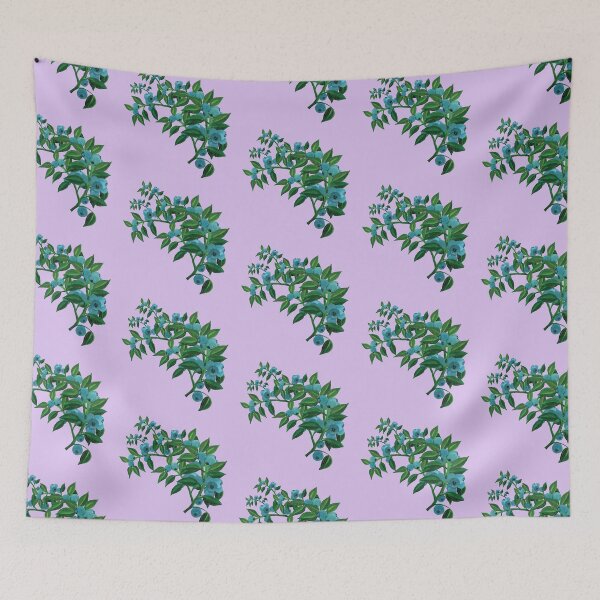 Item preview, Blueberries Ripen on Blueberry Branch Illustration on Lilac Background designed and sold by Julia Doria.