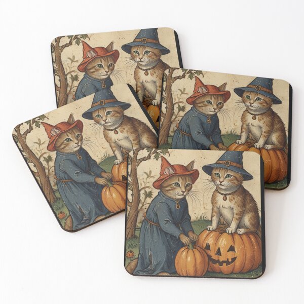 Item preview, Halloween Cats & Pumpkins, Medieval Style designed and sold by ModernTreasure.