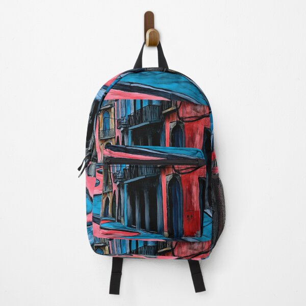Item preview, Vibrant Winding Red Path Through Narrow Street in Gothic Quarter Barcelona - Striking Contrast Urban Generative AI designed and sold by OlfactoART Studio.