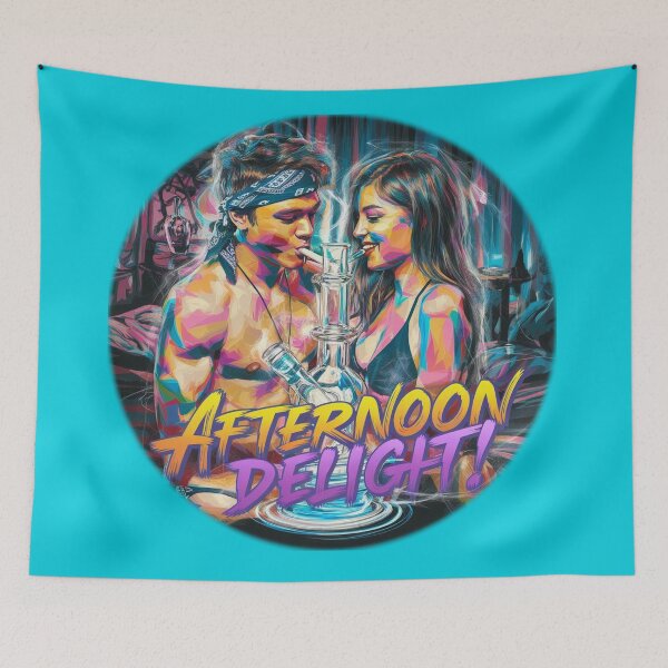Item preview, Afternoon Delight Couple in Bedroom with Bong - Blue designed and sold by JLEmporium.
