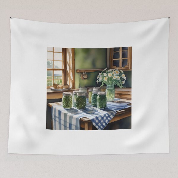 Item preview, Watercolor Farm Kitchen Table With Green Beans A designed and sold by Oldetimemercan.