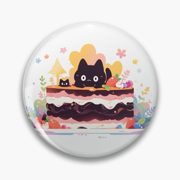 Item preview, Black cat eating a chocolate cake designed and sold by WoollenLlama.