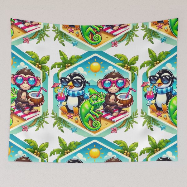 Item preview, Tropical Trio: Penguin, Chameleon, Chimp designed and sold by WildVista.