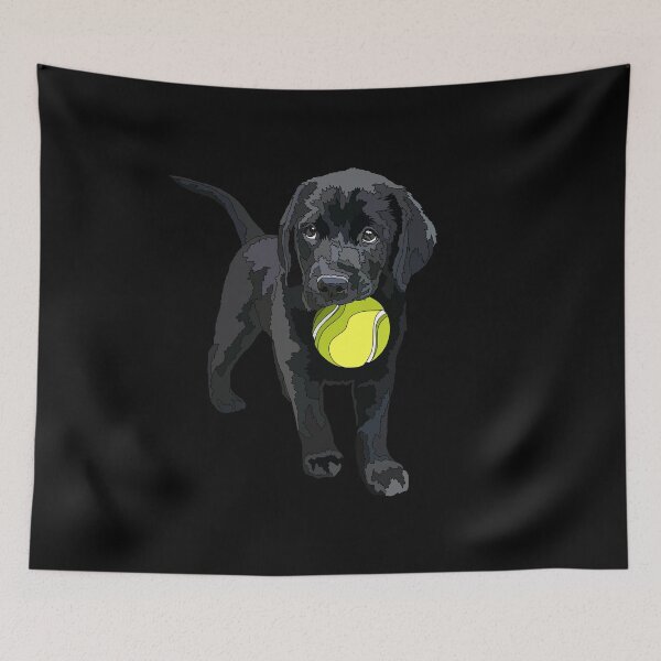 Item preview, Black Puppyn With A Tennis Ball designed and sold by Just-Arts-4U.
