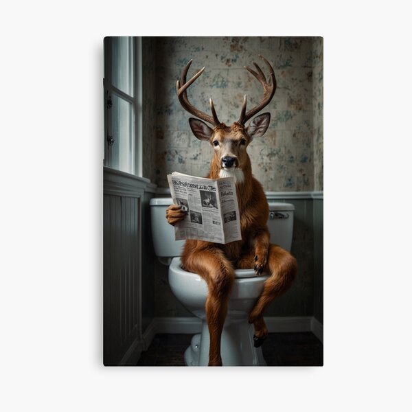 Item preview, Funny Deer on Toilet Reading Newspaper designed and sold by vk09.
