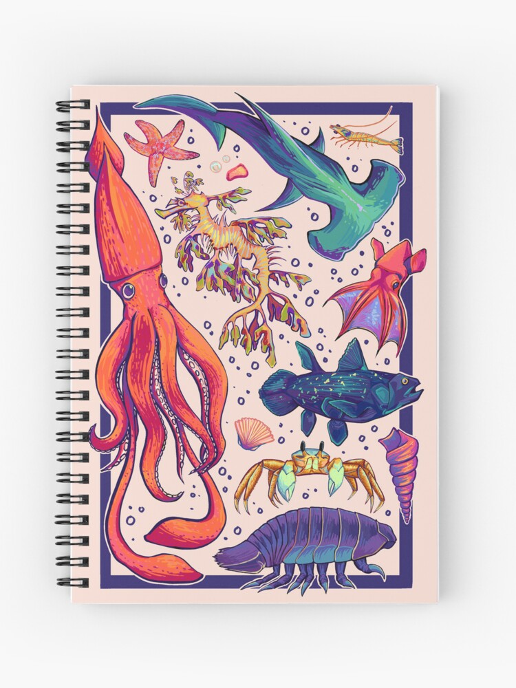 Thumbnail 1 of 3, Journal, Fun Colourful Sea Creatures designed and sold by cabbage-illu.