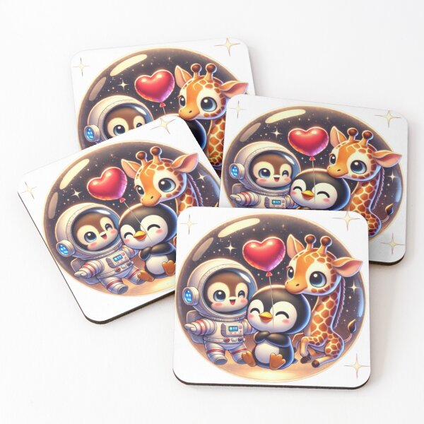 Item preview, Penguin, Chimpanzee & Giraffe: “Space Friends Forever” designed and sold by WildVista.