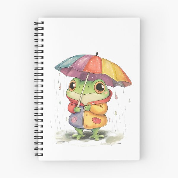 Item preview, Cute Kawaii Frog with Umbrella designed and sold by ArtPompon.