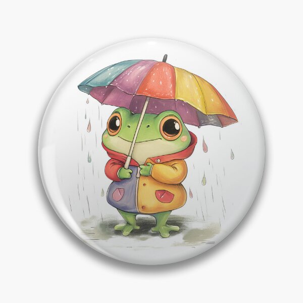 Item preview, Cute Kawaii Frog with Umbrella designed and sold by ArtPompon.