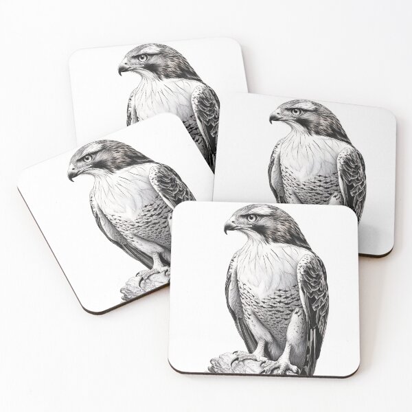 Item preview, Black and white Hawk pencil drawing designed and sold by Pencil-Art.