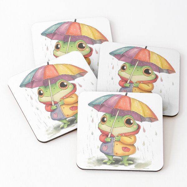 Item preview, Cute Kawaii Frog with Umbrella designed and sold by ArtPompon.