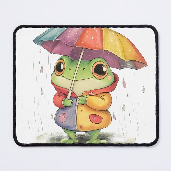 Item preview, Cute Kawaii Frog with Umbrella designed and sold by ArtPompon.